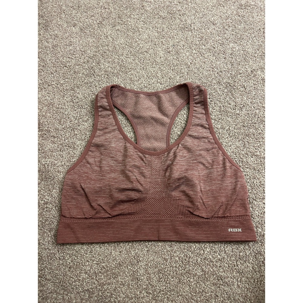RBX Sports Bra Womens Large Mauve Pink Excellent Racerback Seamless Space Dye
